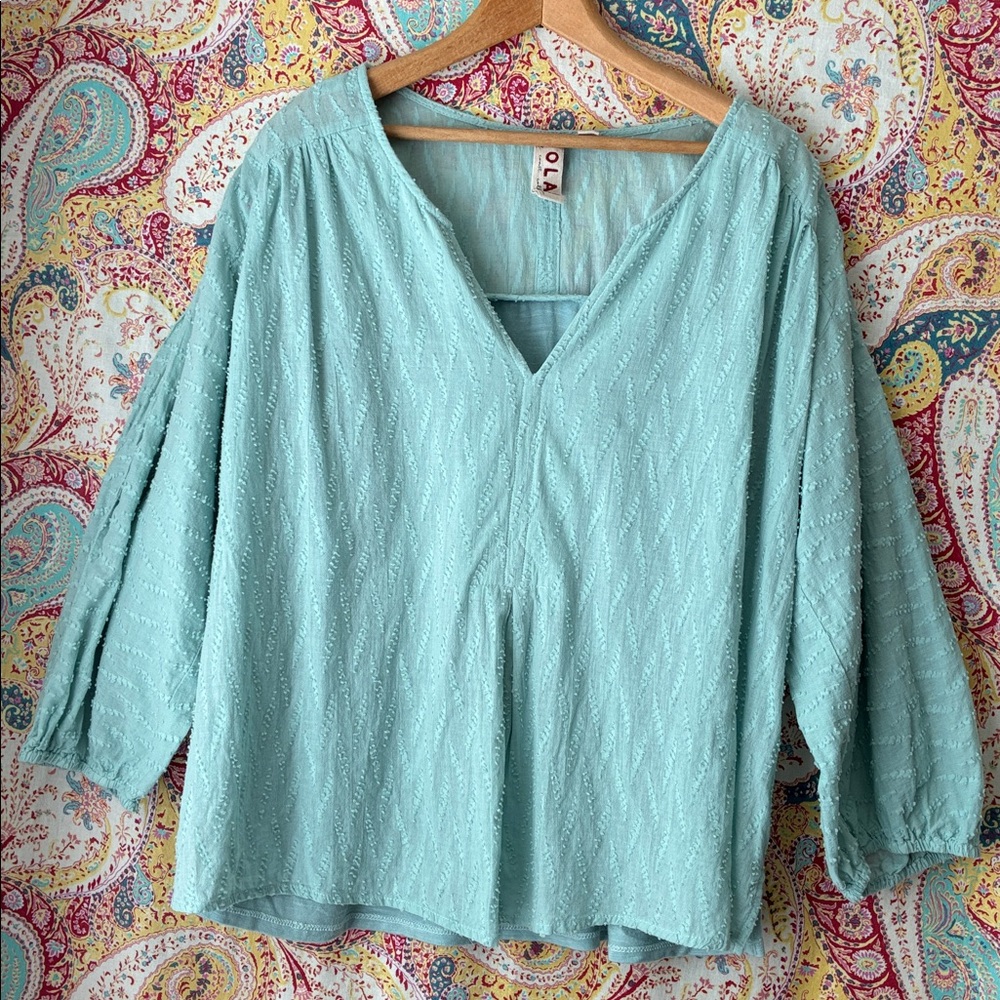 Dolan sz M 100% Cotton Peasant Blouse Beach Coast Boho Cottagecore Clean EUC
